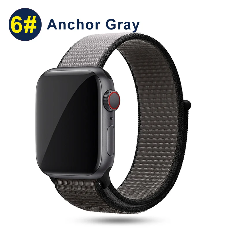 Ремешок UEBN для Apple Watch Series 5 4 3 band 44 мм/40 мм Спортивная петля для iwatch band 5 42 мм 38 мм ремешок браслет нейлоновый ремешок для часов - Цвет ремешка: Anchor Gray