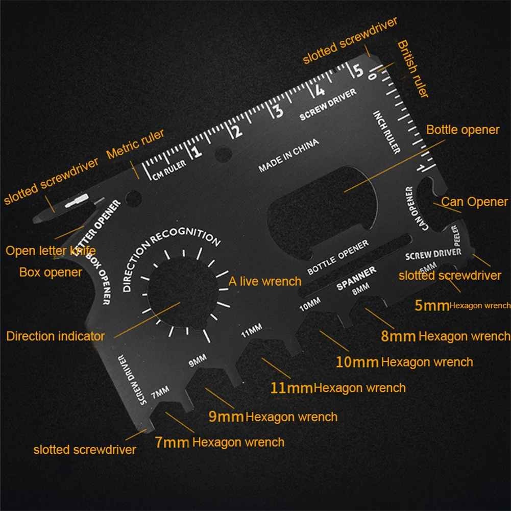 

15 In 1 Outdoor Tools Card Multitool Card For Groomsmen Campers Function Knife Six Angle Wrench Screwdriver Edc Multi Tools