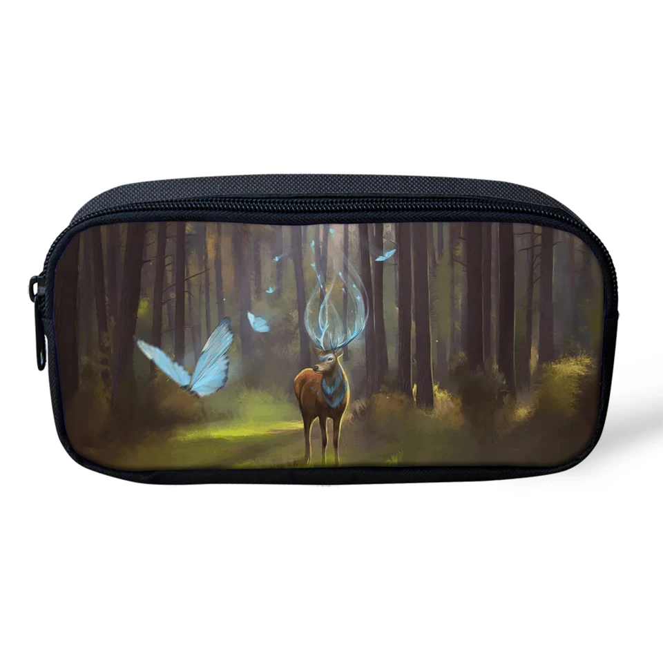 

Fashion Kids Pencil Case Fantasy Deer Pattern Students Stationery Box Cartoon Children's Pen Bags Girls Beauticians