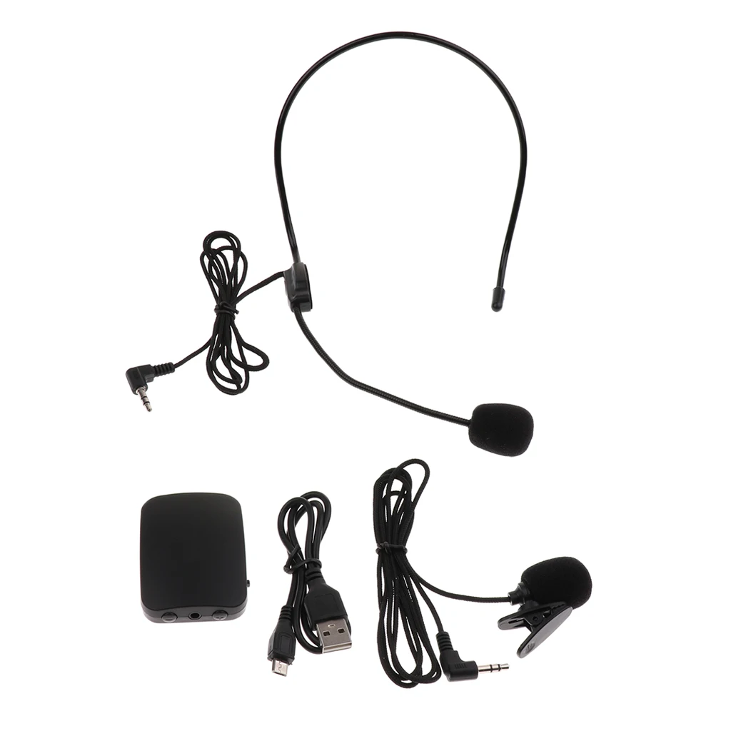 A Set Wireless Headset Microphone USB Lavalier Mic for Stage Performance
