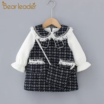 

Bear Leader Plaid Designs Girl Dress Children Party Costume Kids Elegant Vestidos Infant Dress Long Sleeve Girls Winter Dress