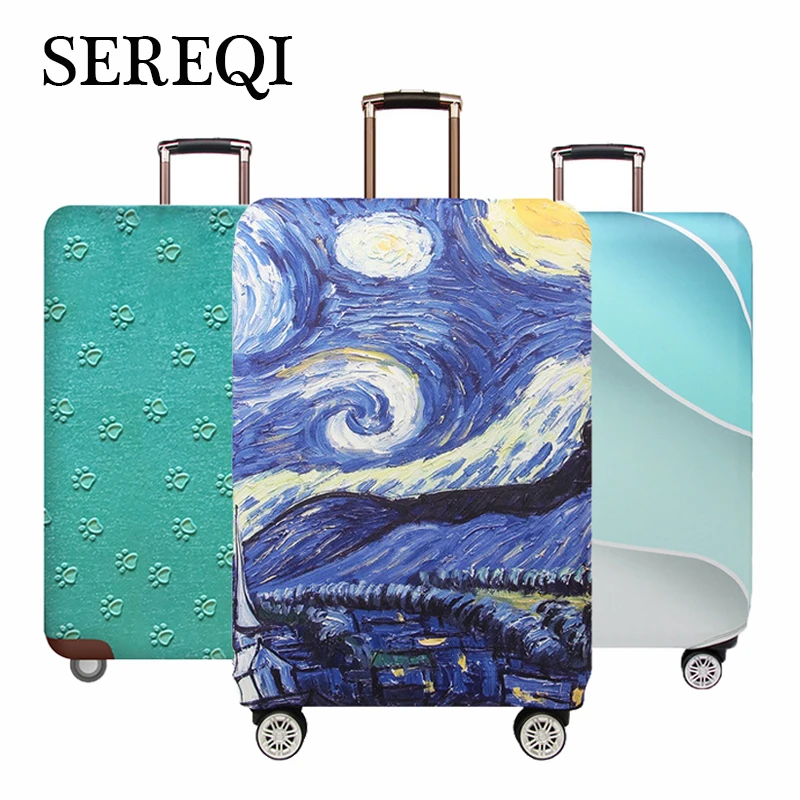 

SEREQI Travel Around The Word Luggage Cover Protector Thick Elastic Suitcase Protective Cover For 18"-32" Baggage Travel Bag