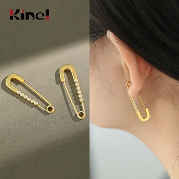 

Kinel European 100% Genuine 925 Sterling Silver Safety Pin Earring for Women Party Wedding Jewelry Gifts