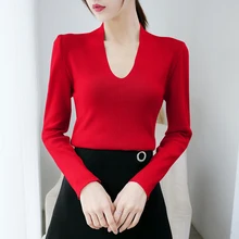 *#Best Price 2019 Sexy V-Neck Sweater Female Slim Soft Chic Korean Style Winter Women Basic Elasticity Pullovers Long Sleeve Top Pull Femme *#Best Price 2019 Sexy V-Neck Sweater Female Slim Soft Chic Korean Style Winter Women Basic Elasticity Pullovers Long Sleeve Top Pull Femme