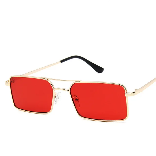 Классические квадратные солнцезащитные очки для женщин, фирменный дизайн, сплав, оттенки, солнцезащитные очки для женщин, Ретро стиль, хип-хоп стиль, женские солнцезащитные очки, Modis Oculos - Цвет линз: Gold F Red