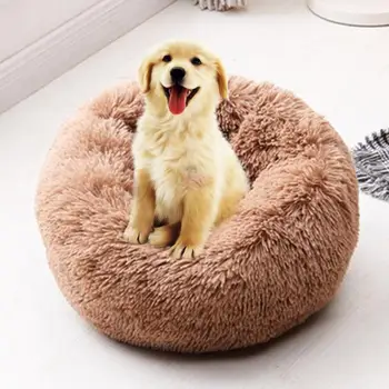 Long Plush Super Soft Pet Bed Kennel Dog Round Cat Winter Warm Sleeping Bag Puppy