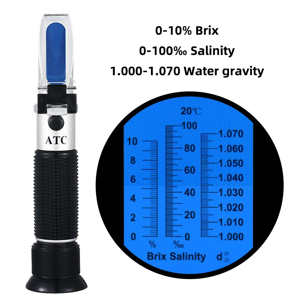Yieryi ручной 2 в 1 по шкале Брикса и солености рефрактометр 0-10% по шкале Брикса/0- соленость/1,000-1,070 удельный вес УВД для еды