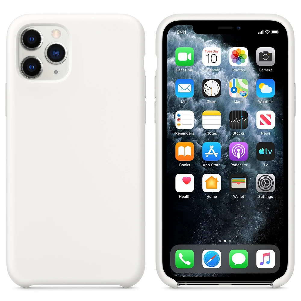 Белый Жидкий силиконовый чехол для iPhone 11 Pro Max xr xs 8 7 6s plus, чехол с логотипом, такое же ощущение, как и силикагель, противоударный - Цвет: Белый