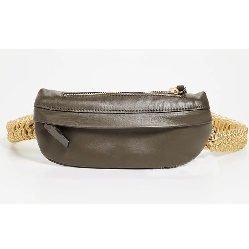 Green Waist Pack Поясная сумка, женская сумка, роскошный дизайн, знаменитые поясные сумки, нагрудная сумка для живота, набедренная сумка, кожа, узел, плетеный ремень, кошельки с бананами - Цвет: Green Waist Pack