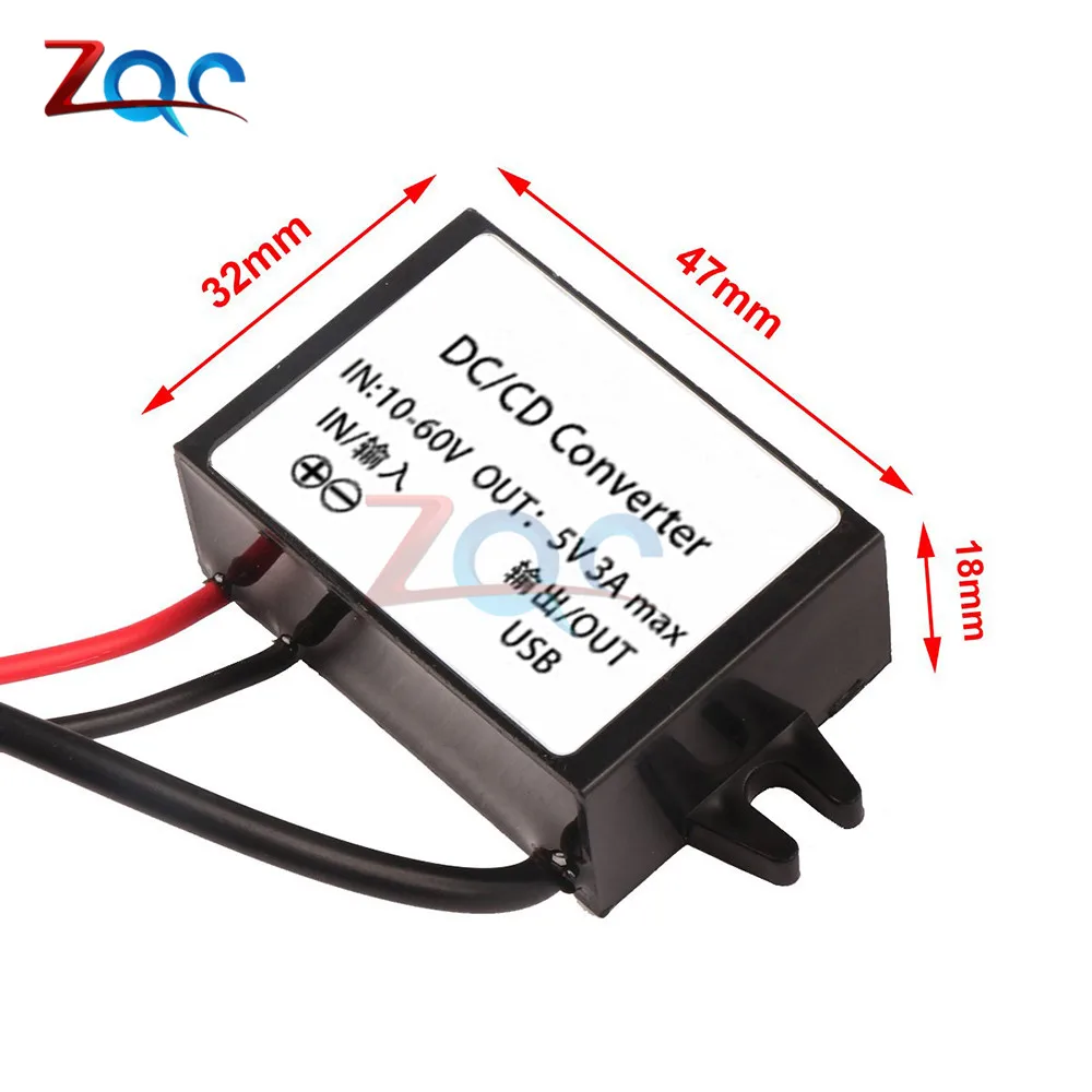 Car 10 В до 60 в 12 В 24 В 3A 15 Вт автомобильный преобразователь питания Micro Mini USB понижающее напряжение источник питания двойной выходной адаптер защита