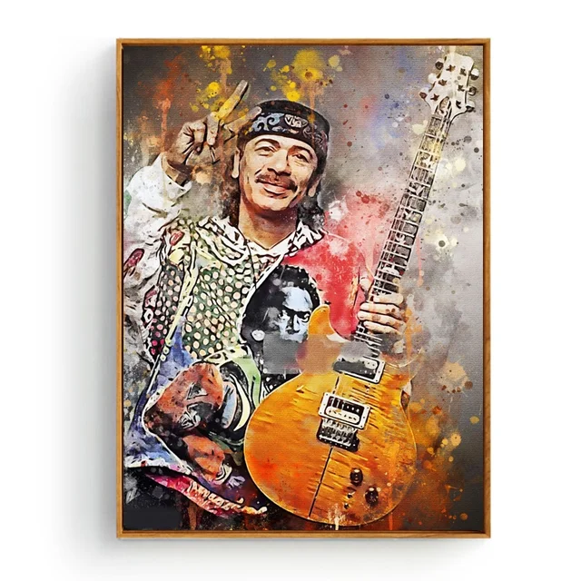 Portrait of Famous Guitarists Printed on Canvas 3