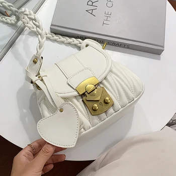 

Sweet Lady Woven Shoulder strap Armpit bag 2020 New Quality PU Leather Women's Designer Handbag Pleated Shoulder Messenger Bag