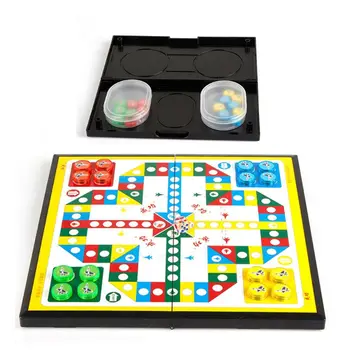 

2019 New Funny Games Mini Magnetic Foldable Flying Chess Ludo Portable Camping Travel Board Game Set