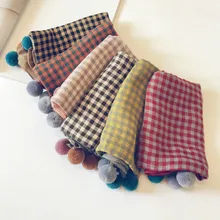 LDSLYJR/ хлопковый детский шарф, цветной клетчатый Модный шарф в Корейском стиле с кольцом для мальчиков и девочек 04