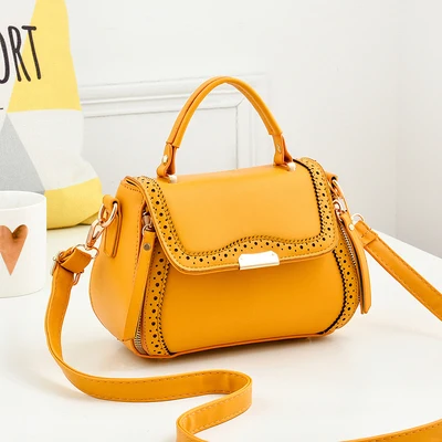 yellow Открытая сумка через плечо, женские кожаные сумки, женская сумка через плечо, брендовая модная дизайнерская повседневная женская сумка Bolsas Femininas - Цвет: yellow