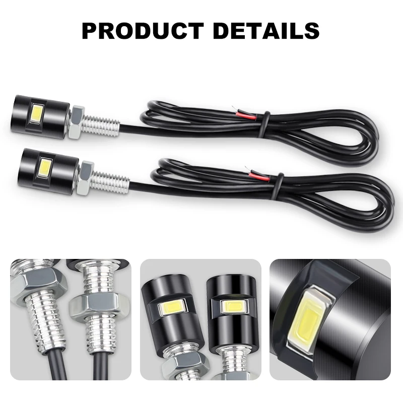 1 Pair motorcycle universal modified LED license plate screw light electric 12V car motorcycle eagle eye lamp decorative light motorcycle led lights motorcycle accessories car led lights