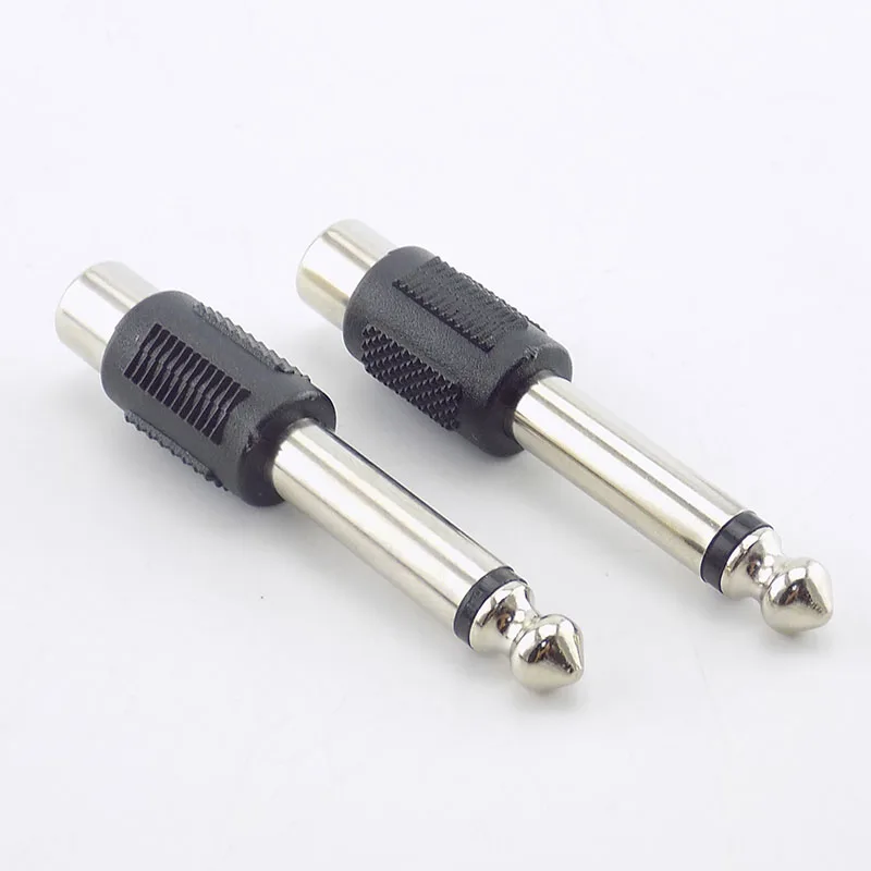 4pcs RCA/AV Female Jack to 6.35mm Male Plug to RCA Female Audio Adapters Connectors Plugs for DIY FM Microphone H10