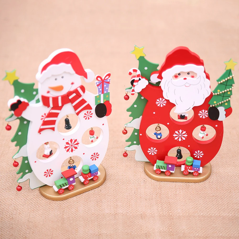 

2020 New Year Christmas Home Decoration Santa Snowman Wood Decoration Party Party House Dress Up Children Gift