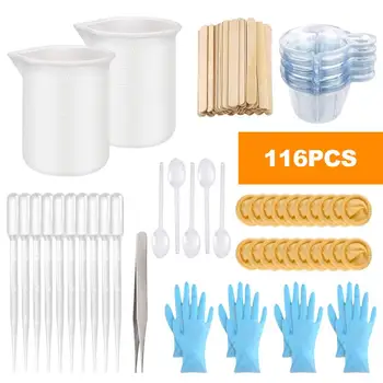 

116pcs Mixing Cups Epoxy Resin Cups with Sticks Kit, Jewelry Making Mold Measuring Handmade Craft DIY Mould Accessories