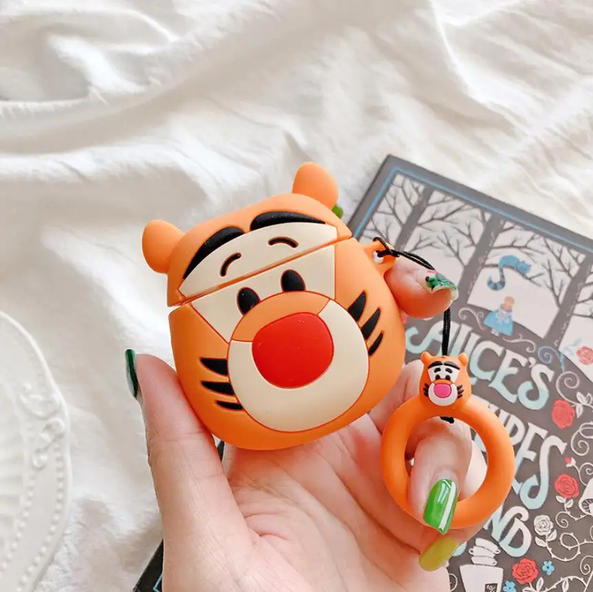 Мягкий силиконовый чехол для AirPods Eeyore Donkey Tigger Tiger Ring Chain - Цвет: 10