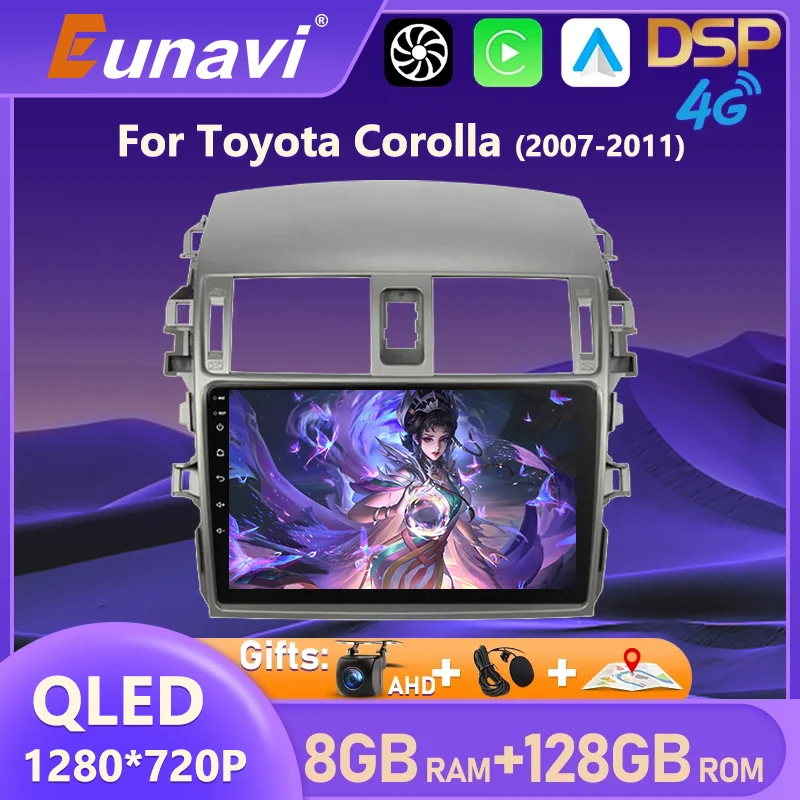 Eunavi 2 din Android 10 TDA7851 автомобильный dvd мультимедиа для Toyota Corolla 2007 2008 2009 2010 2011 GPS стерео