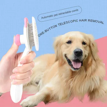 

1Pet Cats Dogs Do Not Hurt The Skin, Hair Removal, Massage, Self-cleaning, One-button Retractable Needle Comb, Black And Yell