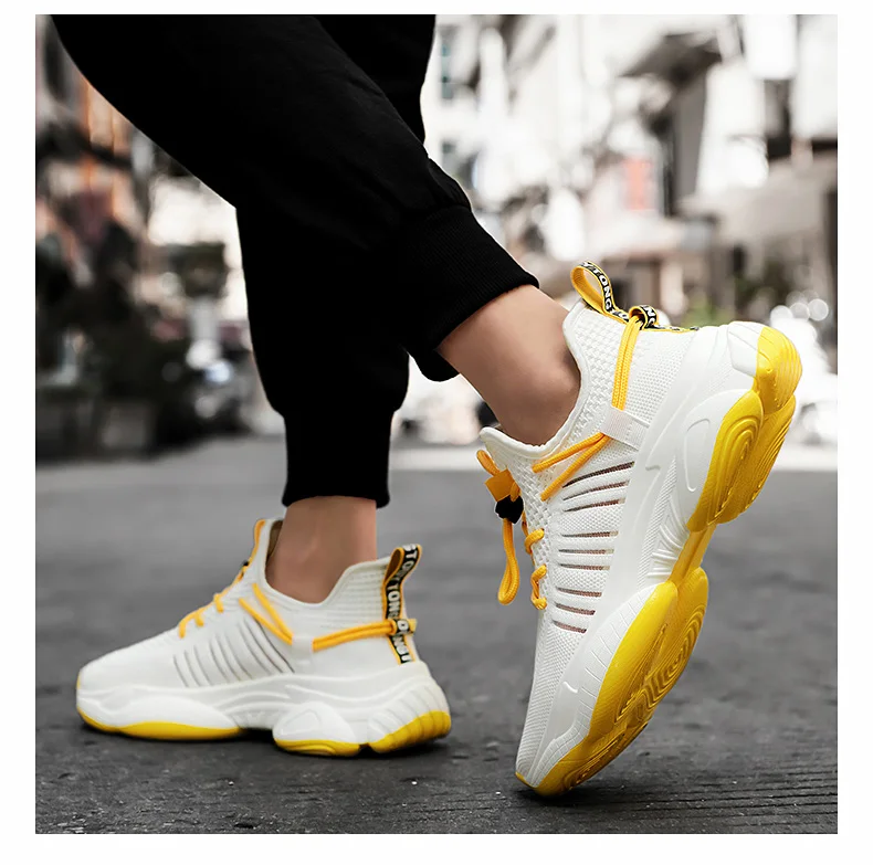 platform men tennis shoes light breathable thick sole chunky sock sneakers man sport jogging white footwear tenis masculino