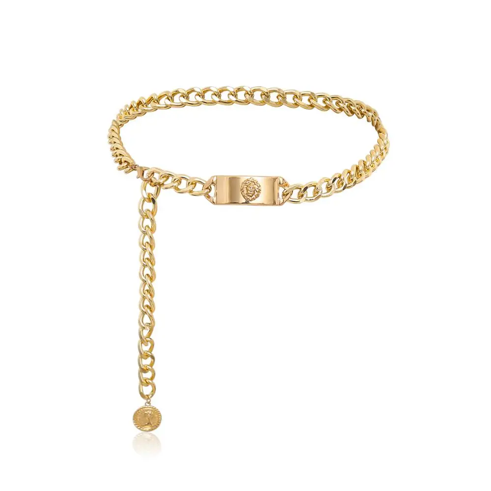 

Women Designer Hollow Gold Waist Chain Belt Woman Dress Metal Golden Silver Ring Sun Belt Fashion Ladies Luxury Coin Belts