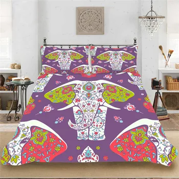

Mandala Colorful Elephant King-Full Size Bedding set Bedclothes Include Duvet Cover Pillowcase Print Home Textile Bed Linens