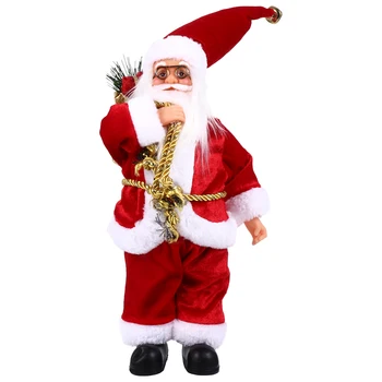 

1pc Santa Claus Tabletop Ornament Plastic Cloth Sculpture Toy Santa Claus
