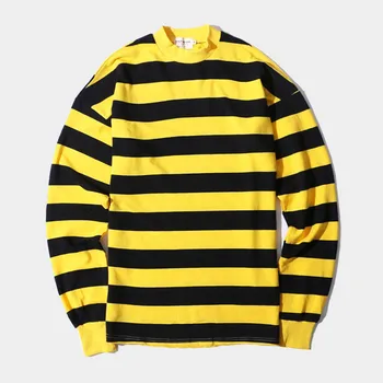 

Hip Hop T Shirts Men Long Sleeve Striped T-shirt Casual Men Tee Shirt Streetwear Men Patchwork Cotton T-shirt