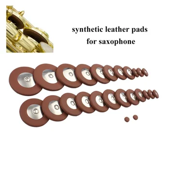 

25pcs/set Alto Tenor Tweeter Saxophone SAX Replacement Woodwind Brown Fuax Leather Pads