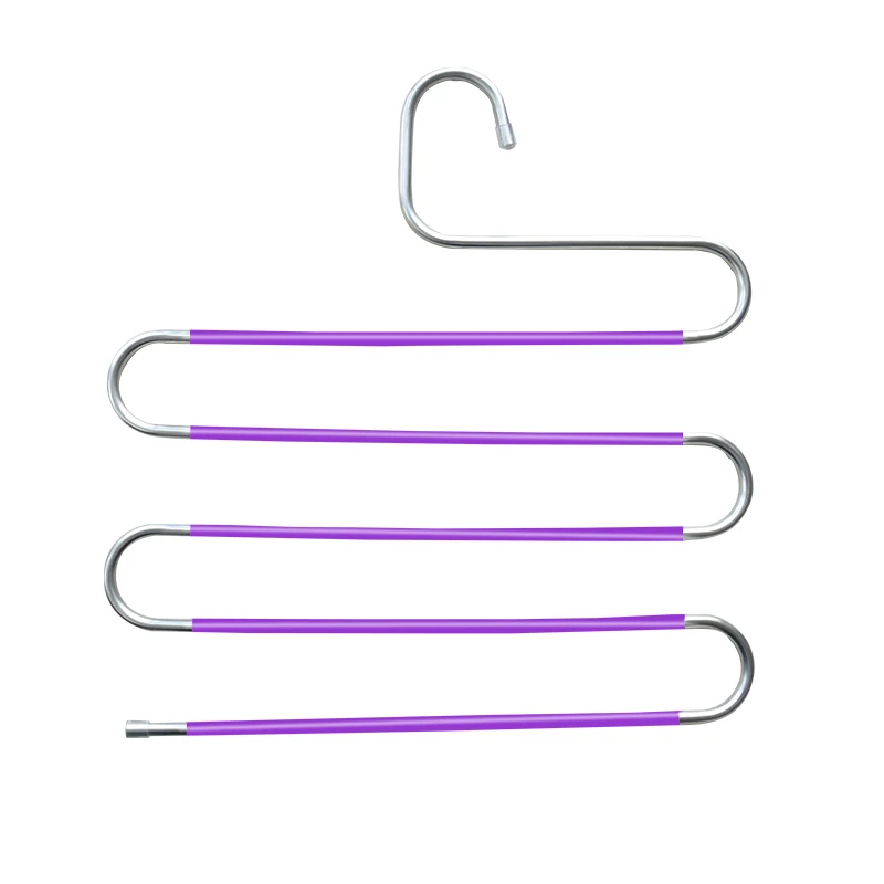 

Multi Layers Pants Hangers S-Shape Closet Storage Space Saving for Trousers Home Room _WK