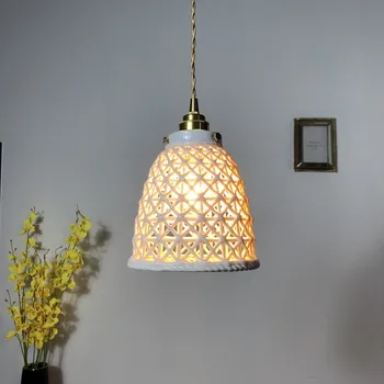 

Japanese style bedroom chandelier handmade ceramic chandelier LED modern minimalist chandelier