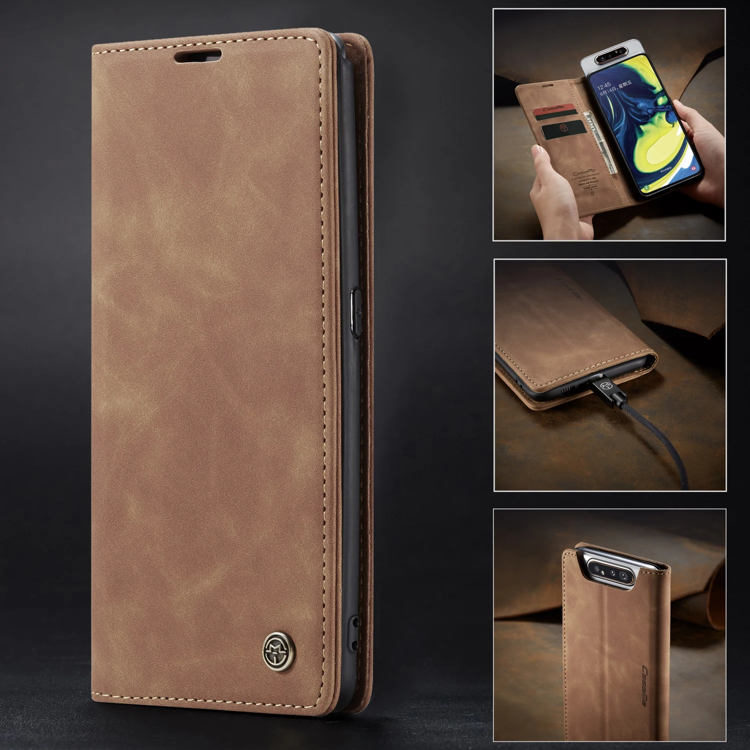 

CaseMe Retro Magnetic Case For Samsung Galaxy Note 10 Plus Wallet Leather+TPU Case For Samsung Galaxy A80 A20E Case Cover