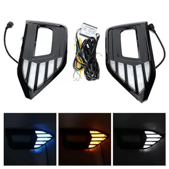 

Bulbs Car 3 Color Waterproof LED Daytime Running Light Turn Signal DRL Fog Lamp Left and Right Car Interior Light