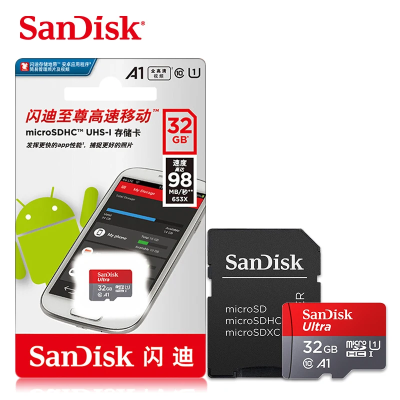 Оригинальная карта памяти SanDisk Micro SD 16 ГБ 32 ГБ 64 Гб 128 Гб карта памяти Microsd Carte sd 32 Гб карта памяти TF с адаптером