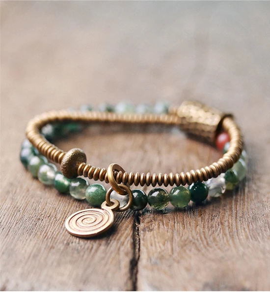 Small-Beads-Two-Row-Moss-Stone-Strand-Bracelet-Green-Ocean-Grass-Hand-Beaten-Copper-Charm-Jewelry-Money-Amulet-For-Women-Girls (13)