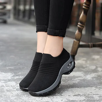 

Women Walking Shoes Wedges Sneakers Comfortable Breathe Mesh Air Cushion Running ZJ55