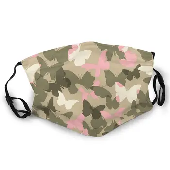 

Pink Butterfly Camo Double-sided printed dustproof and windproof mask, can be cleaned and reused, suitable for outdoor sports