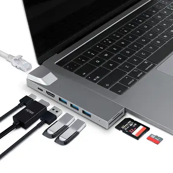 

USB-C Hub Micro-SD TF Reader HDMI USB 3.0 Adapter for MacBooks Pro Thunder-bolt