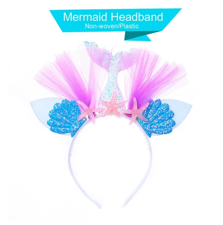 Mermaid headband Huiran Русалка фоторамка Русалка День Рождения Декор под морем вечерние украшения Русалочка предметы для вечеринки, сувениры для детей - Цвет: Mermaid headband
