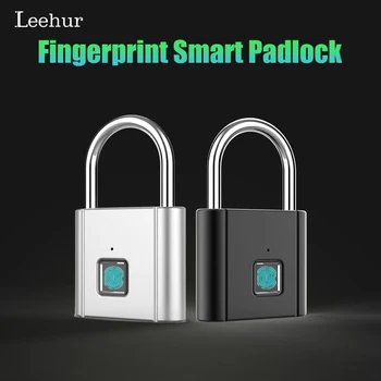 

Leehur USB Smart Padlock Zinc Alloy Luggage Locker Fingerprint Padlock USB Smart Charger Lock Keyless Door Padlock