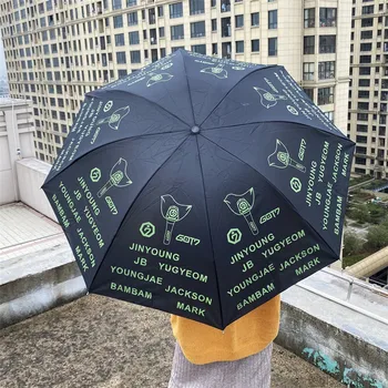 

Kpop BLACKPINK JENNIE LISA JISOO ROSE GOT7 Umbrella Top Quality Sun Protect Hand Painted Umbrella 50cm