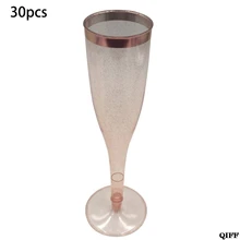 30 шт. розовое золото обода золотой блеск Классическая Посуда Стекло как Шампанское Свадебные вечеринки тост флейты