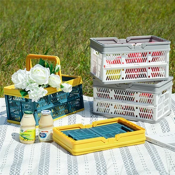 

Portable Basket Folding Storage Basket Portable Food Snacks Picnic Storage Basket Shopping Basket