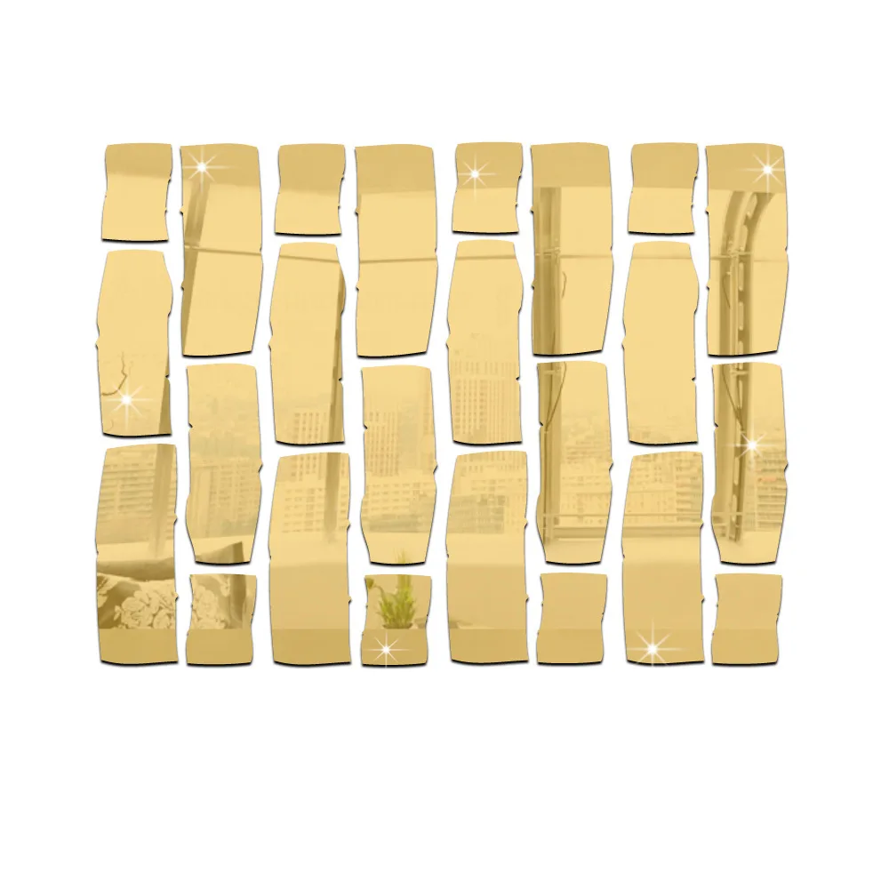 24PCS Removable Mirror Brick Wall Sticker Decal Self Adhesive Home Room Art Decor Mirror Stickers