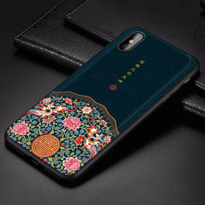 Роскошные кожаные чехлы для телефонов iPhone 8 7 6 6s Plus X Xs Max XR, мягкий силиконовый чехол для телефона с 3D текстурой - Цвет: flower