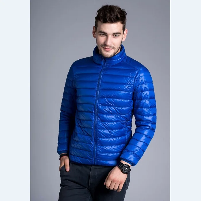 Royal Blue Мужская зимняя куртка, Брендовое тонкое пуховое пальто с воротником, Повседневная теплая верхняя одежда, парка, куртки, плюс размер XXXL, пуховик, новинка - Цвет: Royal Blue