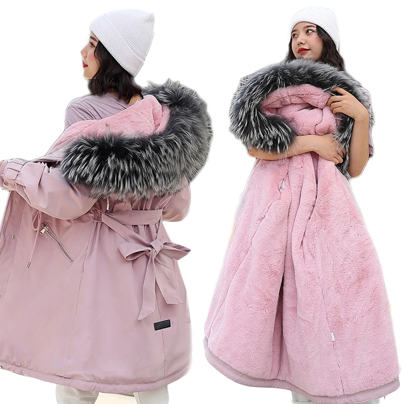 #*Cheap Long parka cotton coat women winter new jacket thicken plus plush overcoat female 2019 large size outwear hooded fur collar down